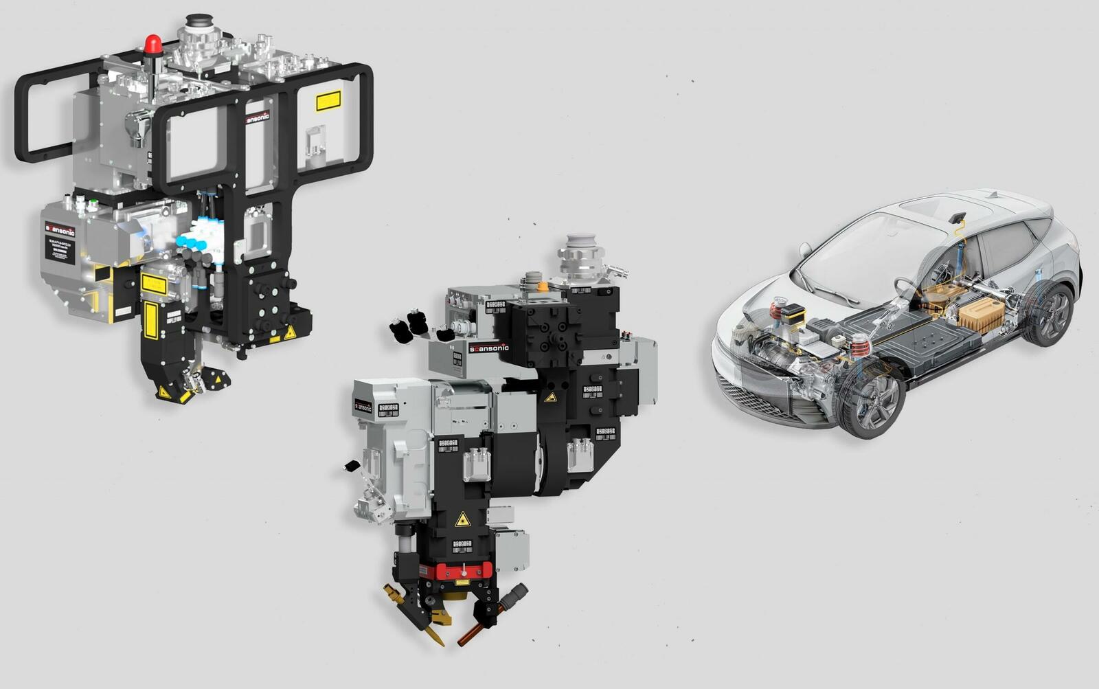 Die Remote-Schweißoptik RLW-A und die ALO4 zum taktilen Laserschweißen eignen sich ausgezeichnet für die Herstellung von Batteriekästen für Elektrofahrzeuge.