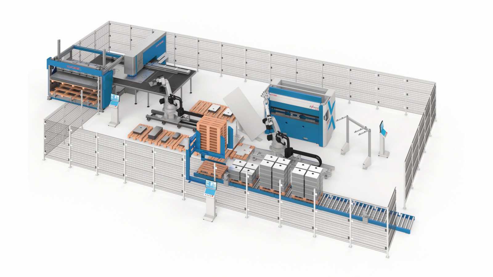 Was bei Euromac mit einer kleinen Abkantpresse mit Roboterbeladung begann, mündet heute in einer vollautomatischen Produktionslinie für optimale Produktionszeiten. 