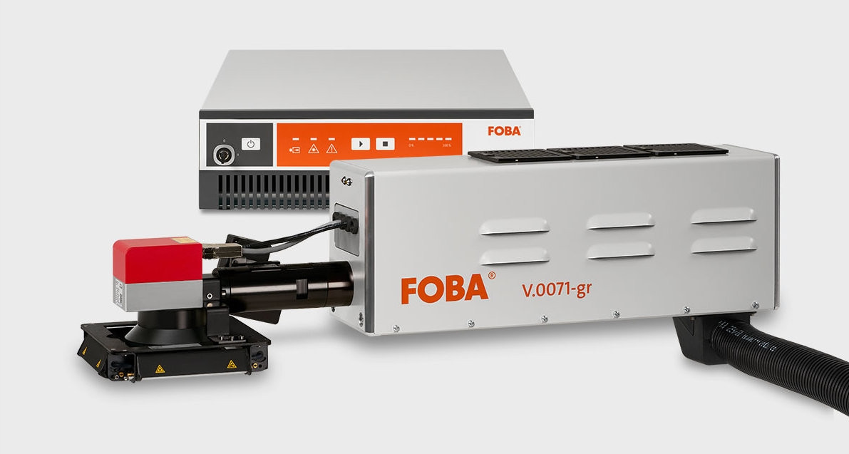 Das Foba V.0071-gr Lasermarkiersystem entspricht der Laserschutzklasse 4 und wird daher mit Einhausung oder integriert in eine Anlage betrieben. 
